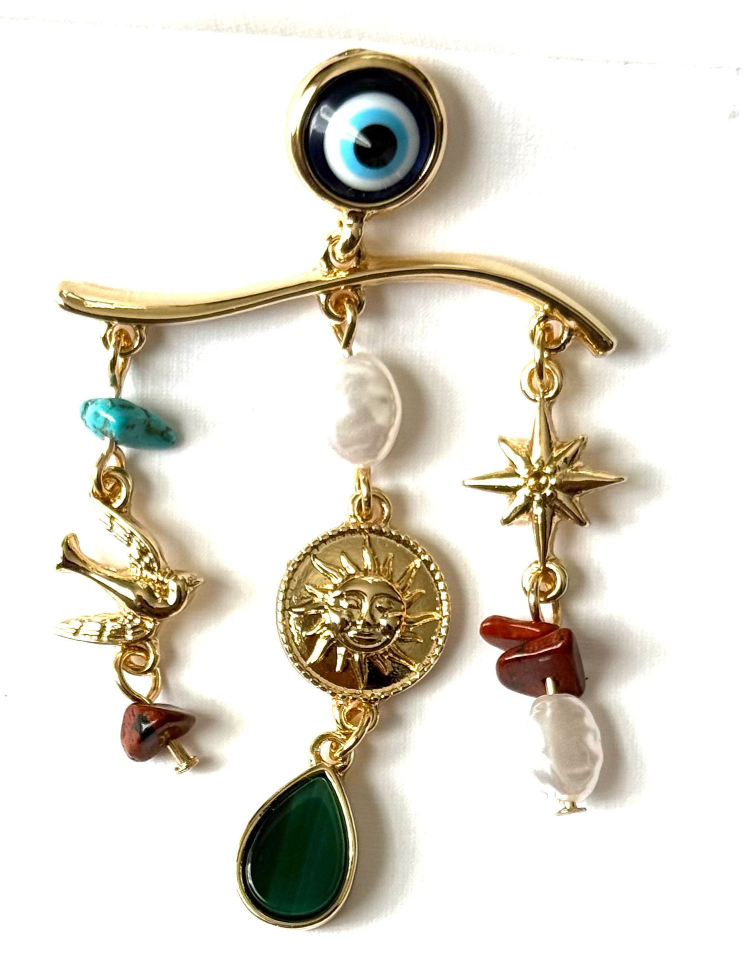 Let Your Sun Shine  Eye Charm Chandelier Earring 14K