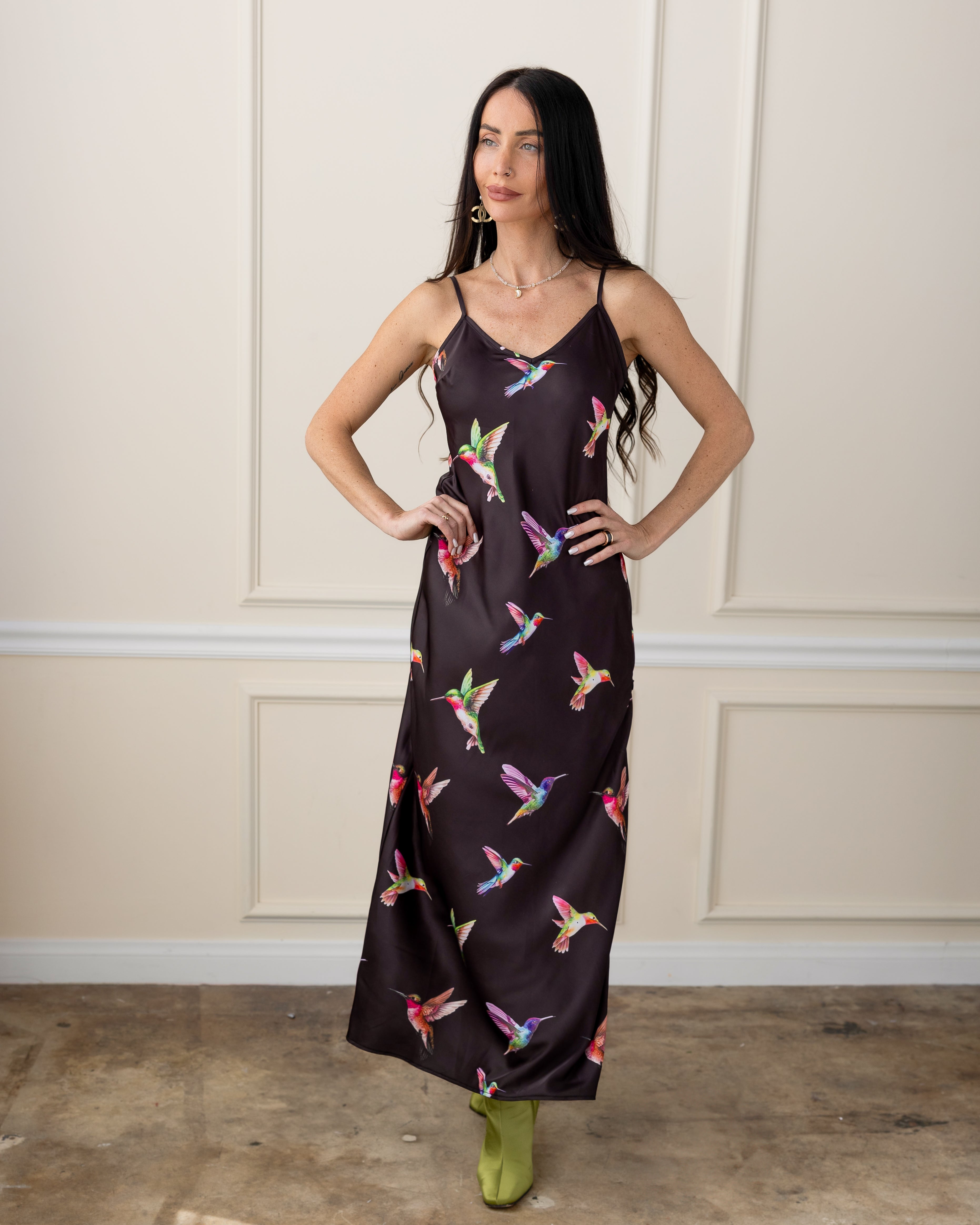 Lennon Zipslip™️ Hummingbirds (Black)