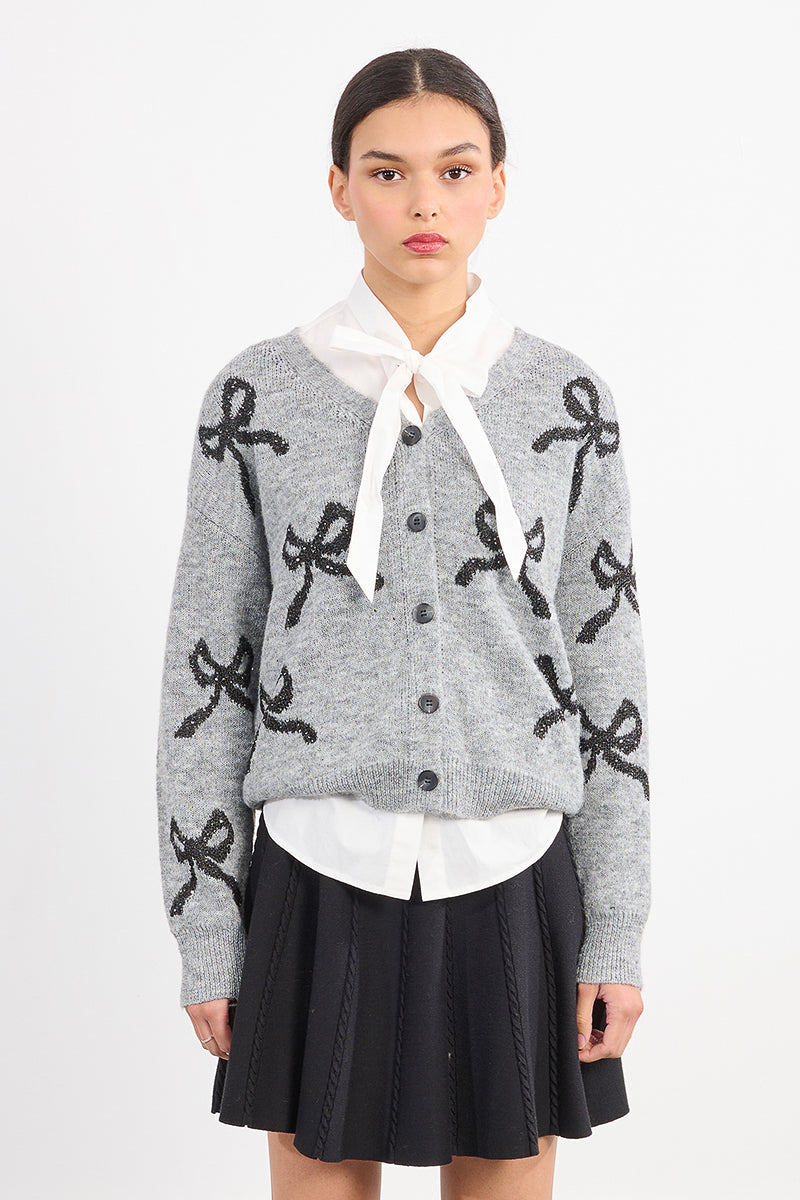 Bow LADIES KNITTED CARDIGAN