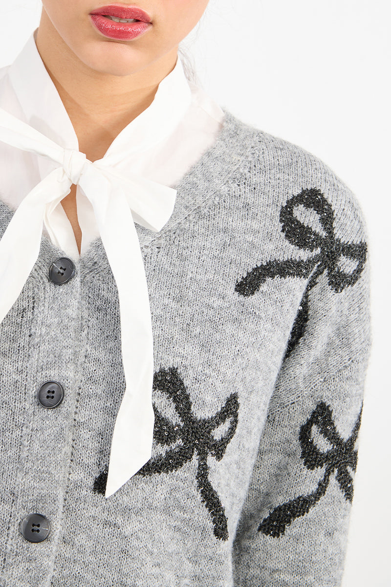 Bow LADIES KNITTED CARDIGAN