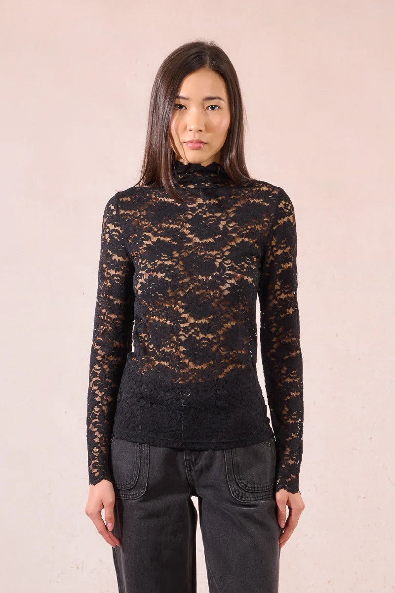 Ladies Lace Knit LS Top