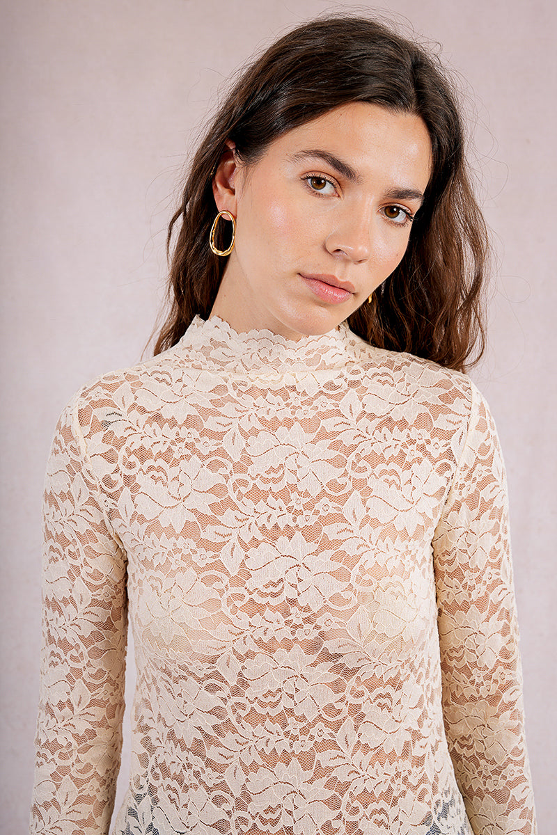 Lace Knit LS Top