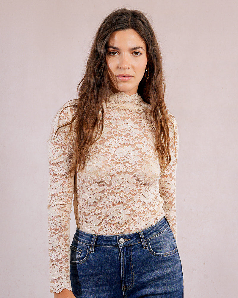 Lace Knit LS Top
