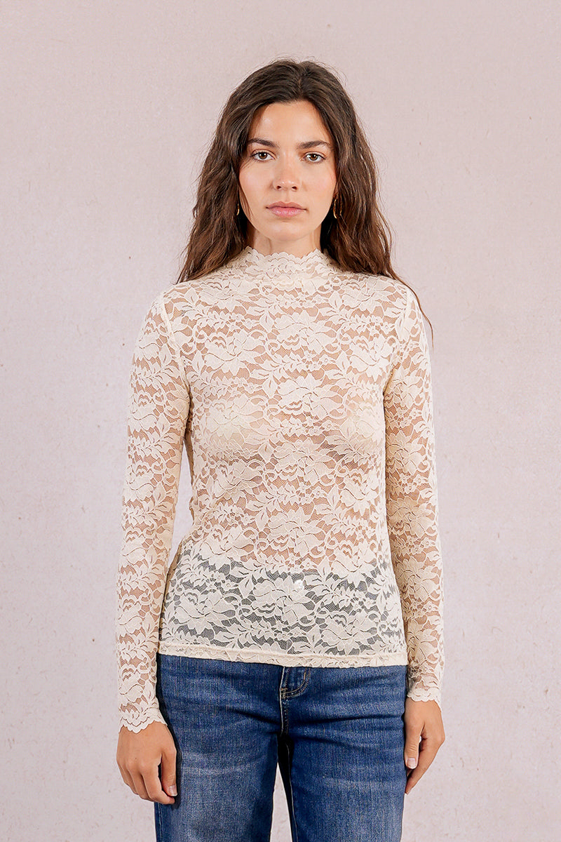 Lace Knit LS Top