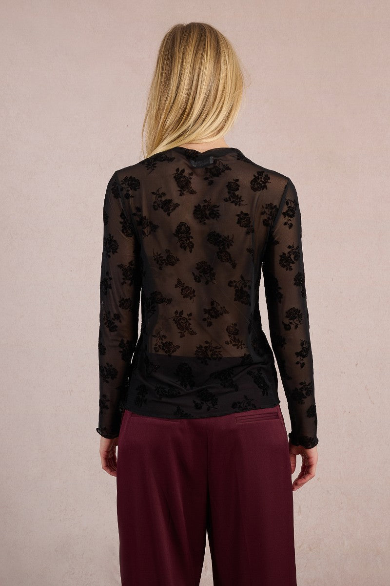 Lace velvet floral top