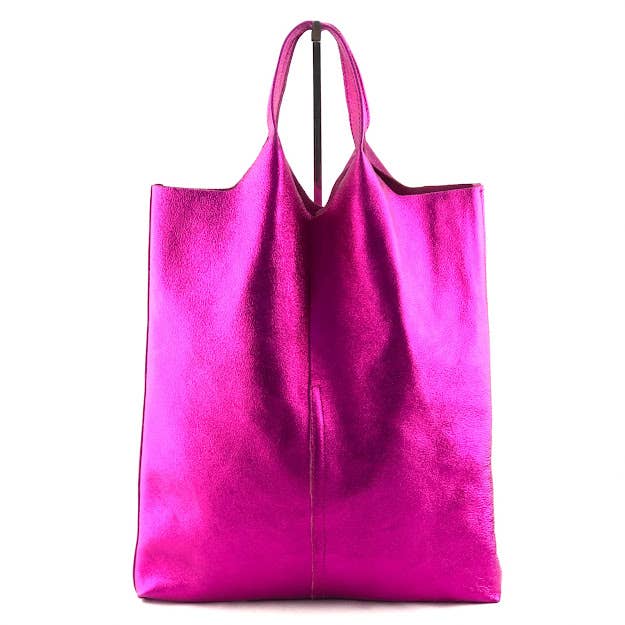 Gigi Metallic Genuine Leather Tote