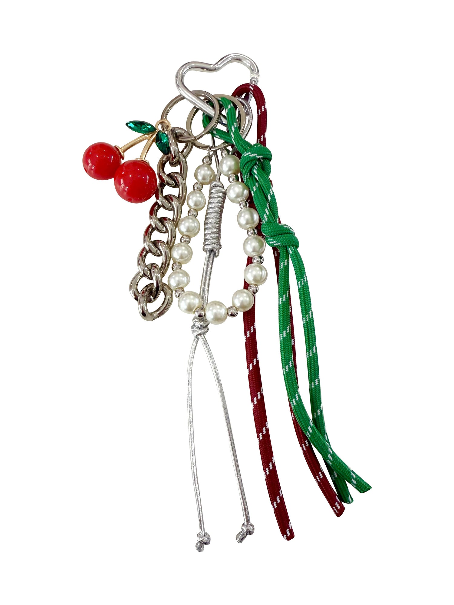 Heart Bag Charm - Black with Cherry Charm