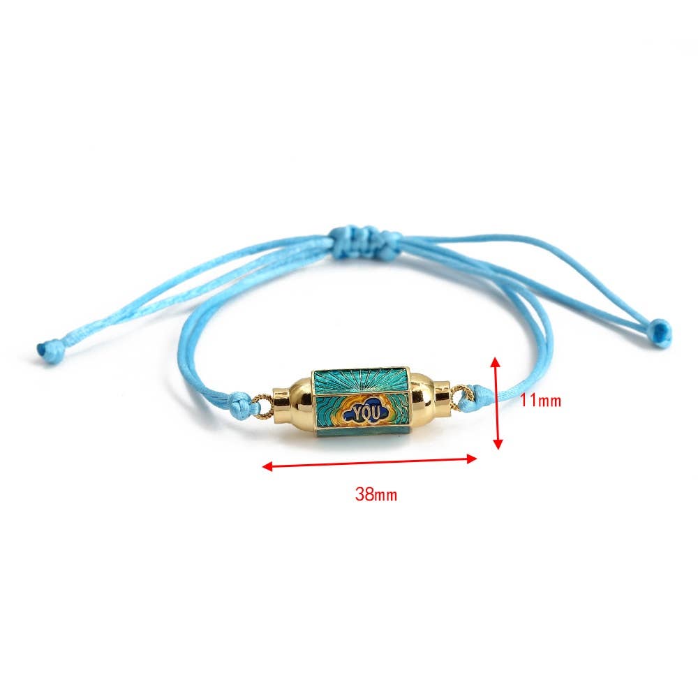 Friendship Bracelet- Enamel Steel, Cord, Slider fit