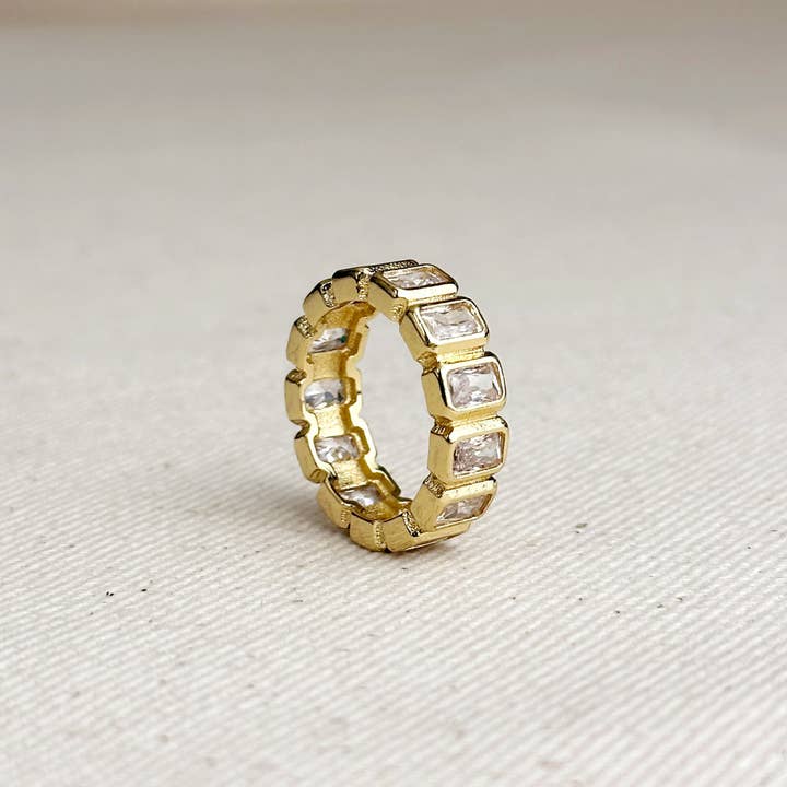 18k Gold Filled Chunky Cz Eternity Band Ring