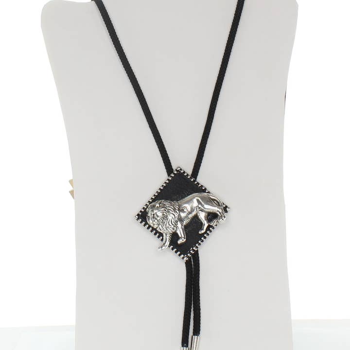 Silver Plate Lion Bolo Tie