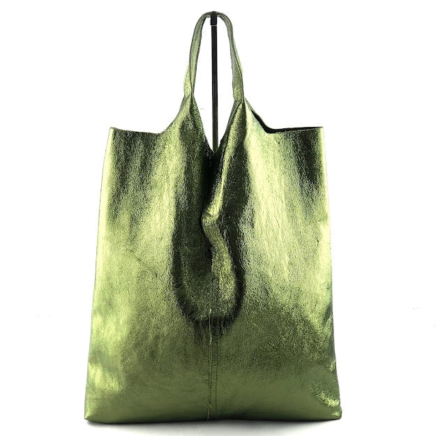 Gigi Metallic Genuine Leather Tote