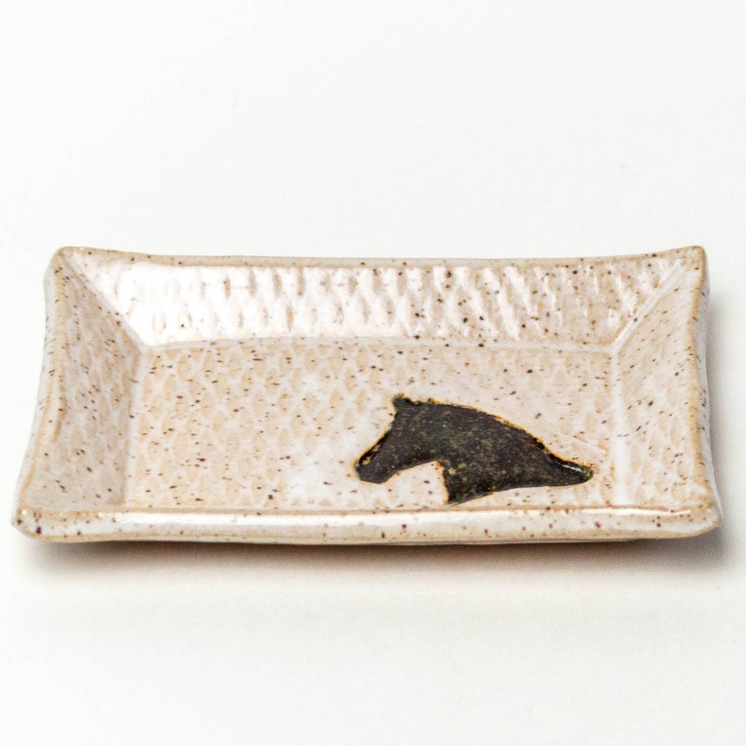 Brown Horse Handmade Ceramic White Trinket Dish