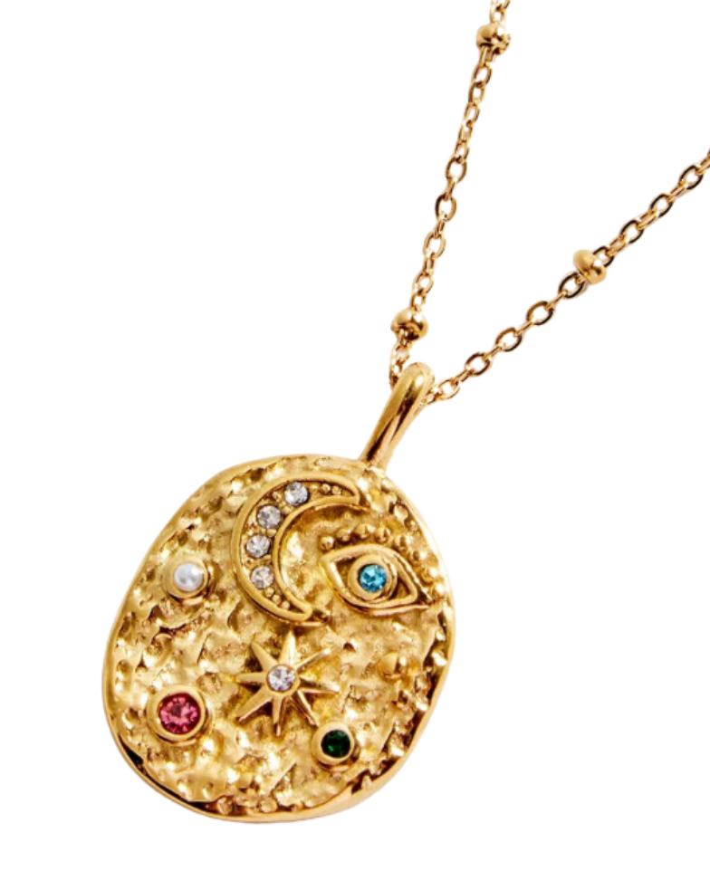 Confetti Coin- Eye- Moon and Stars- Stainless Steel 14K