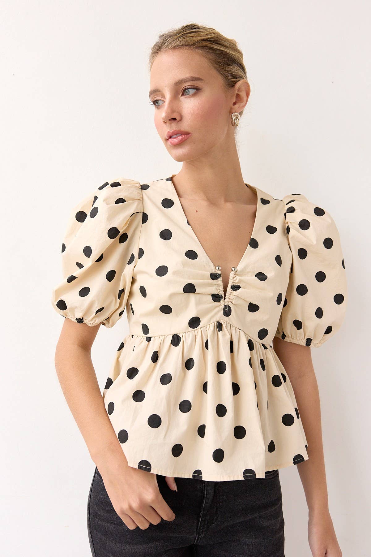 Voluminous Polka Dot Blouse - RT1129