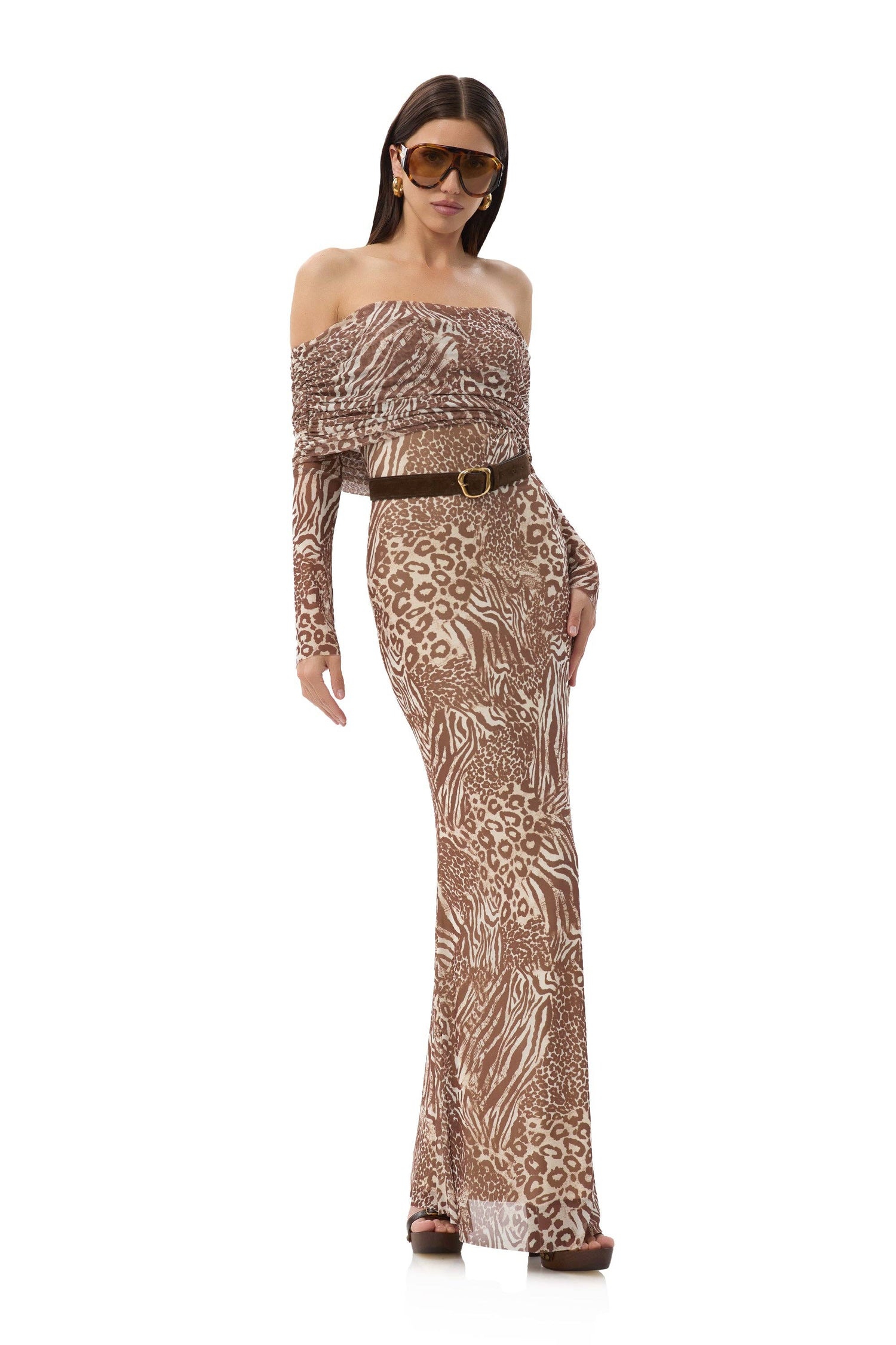 Thelma Dress - Taupe Animal