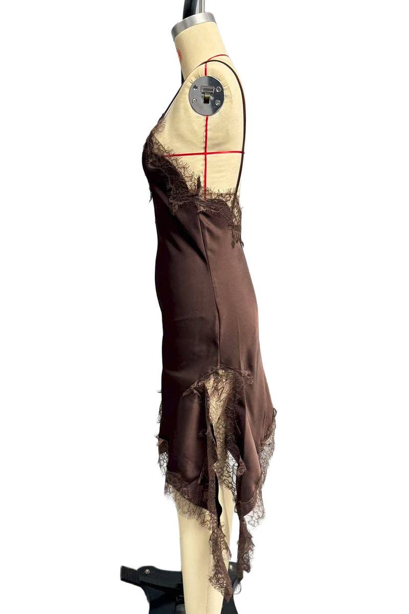 Lace-Trim Asymmetrical Cami Dress