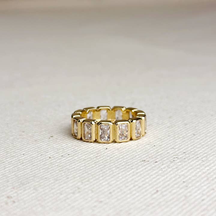18k Gold Filled Chunky Cz Eternity Band Ring