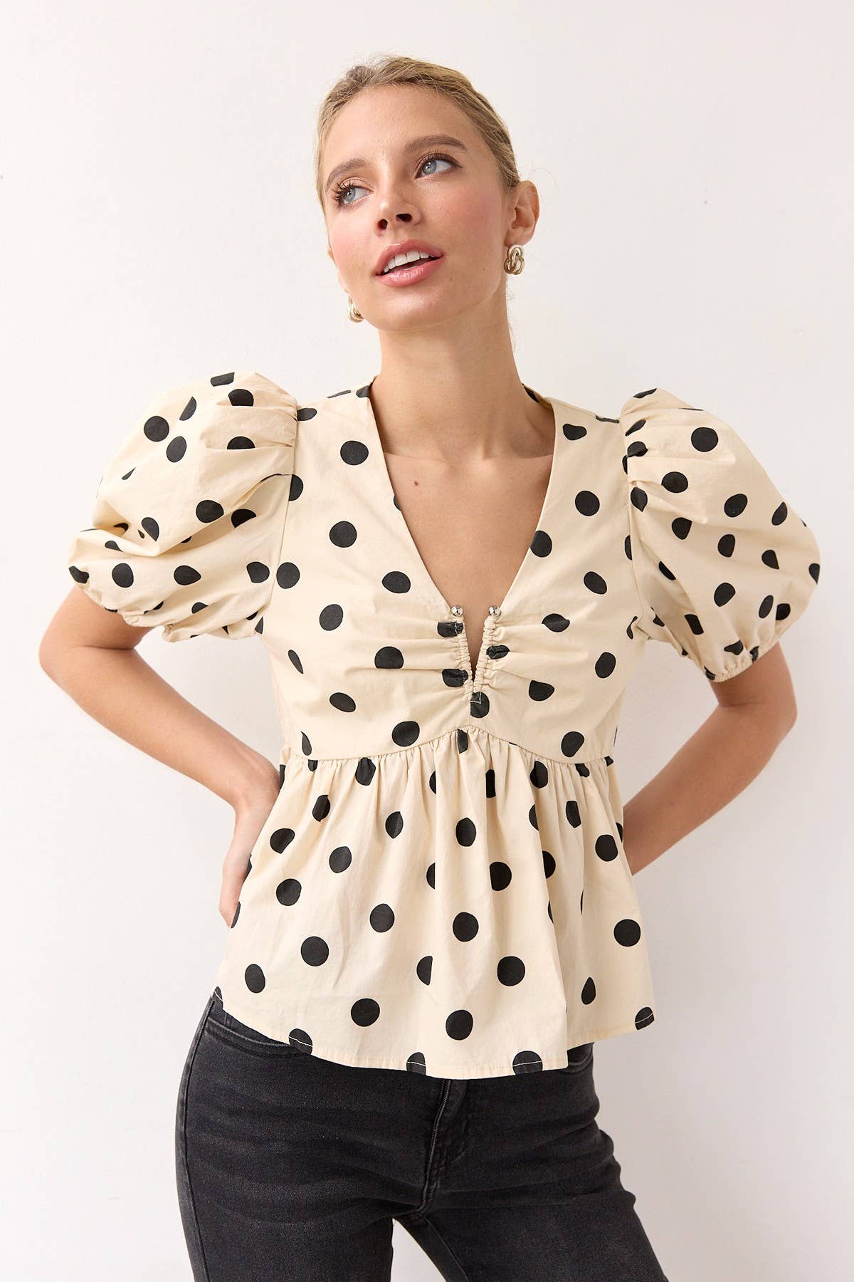 Voluminous Polka Dot Blouse - RT1129
