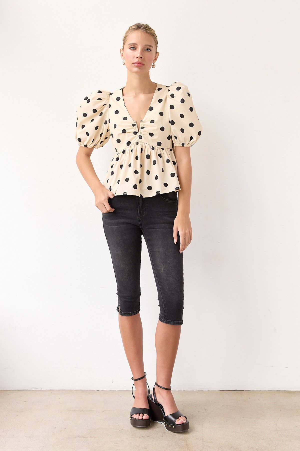 Voluminous Polka Dot Blouse - RT1129