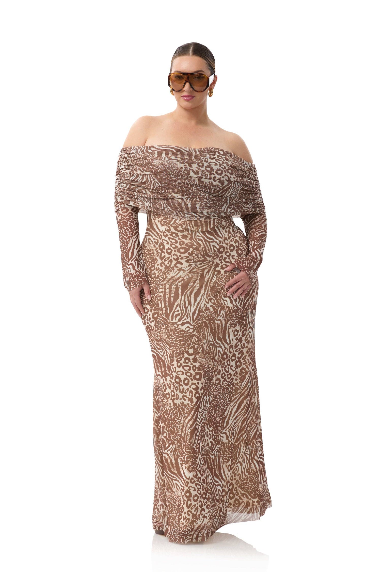 Thelma Dress - Taupe Animal