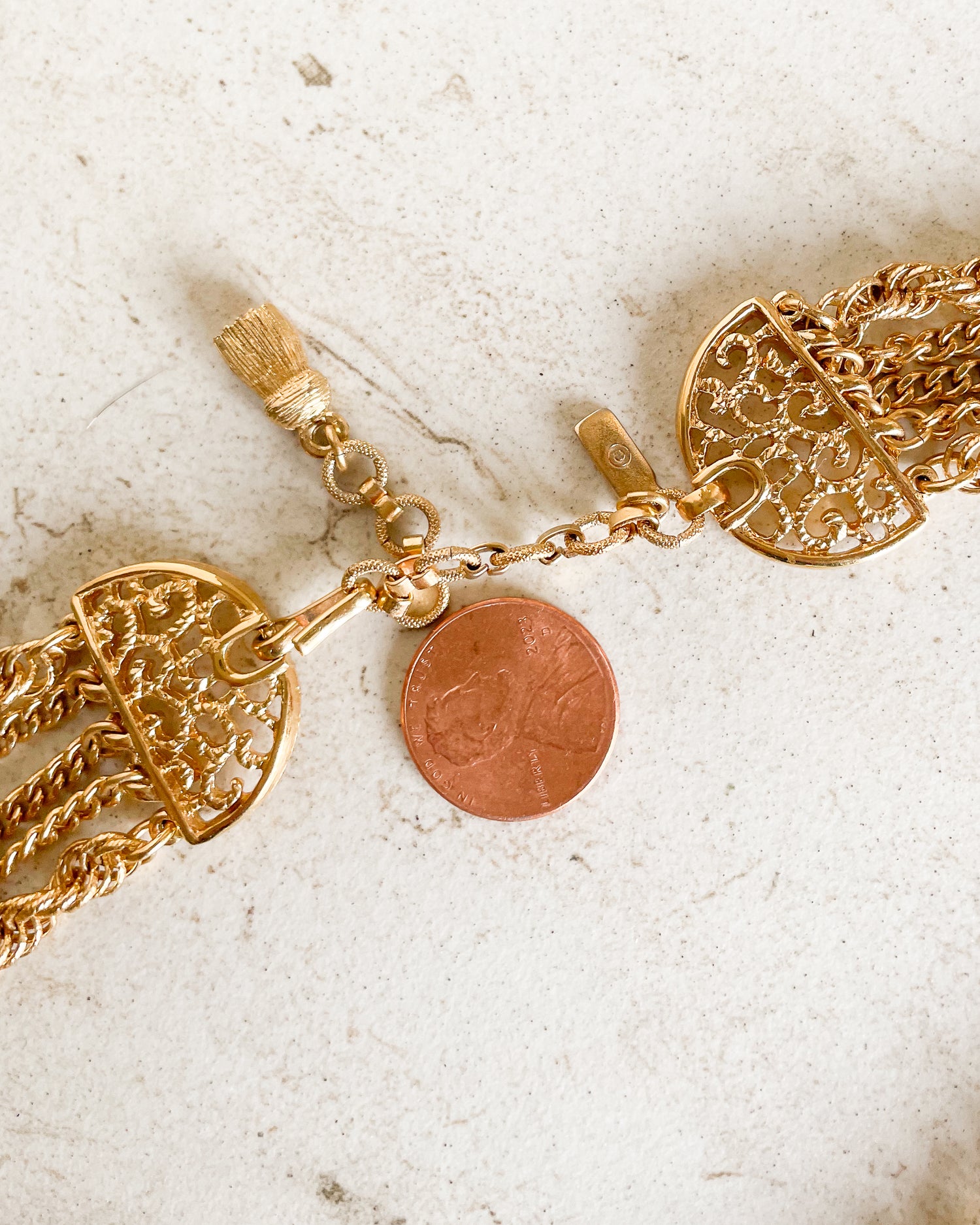 Vintage 1970s SIGNED 5 Gold Layered Chain