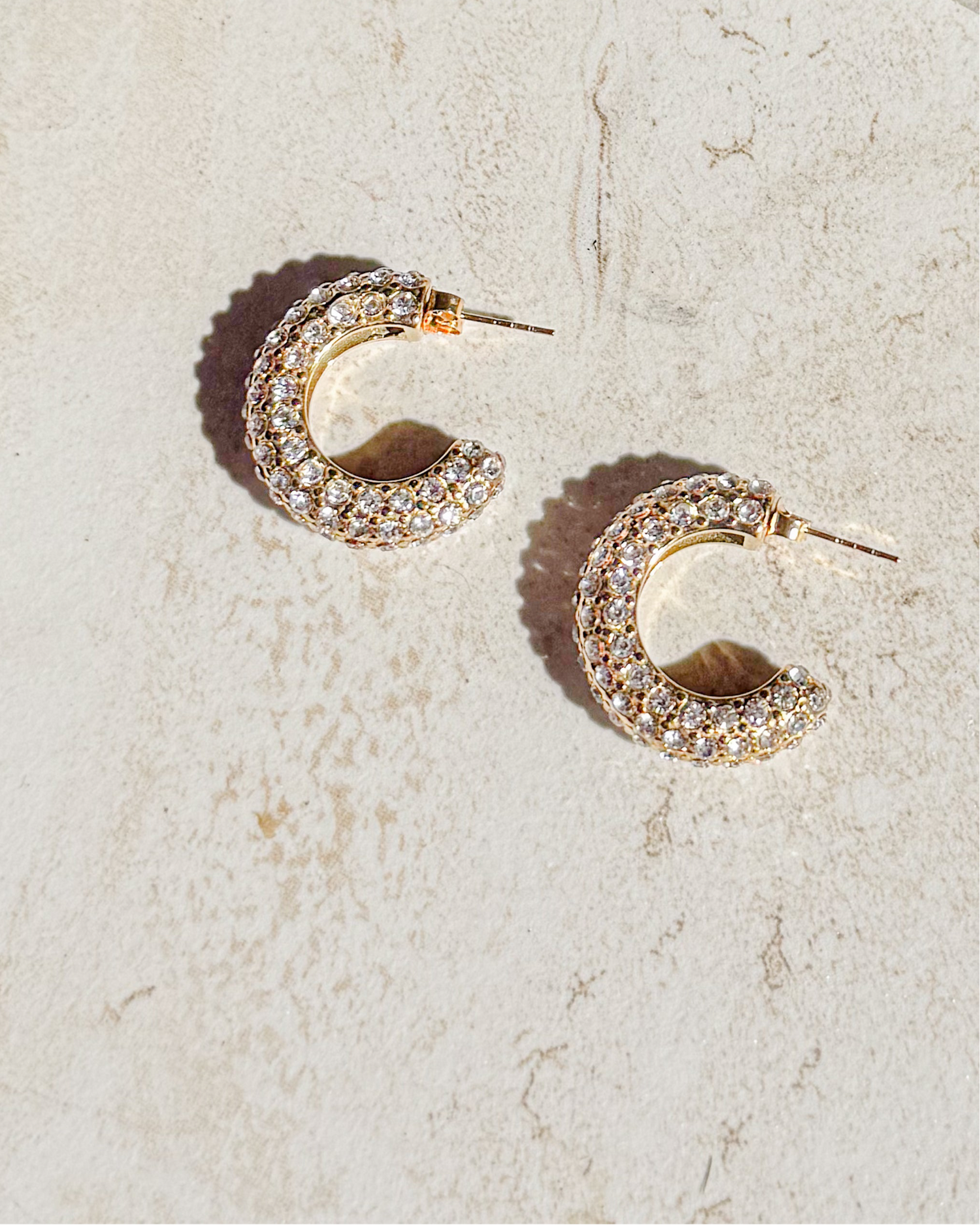 Metallic Pavé Crystal Hoop Earrings