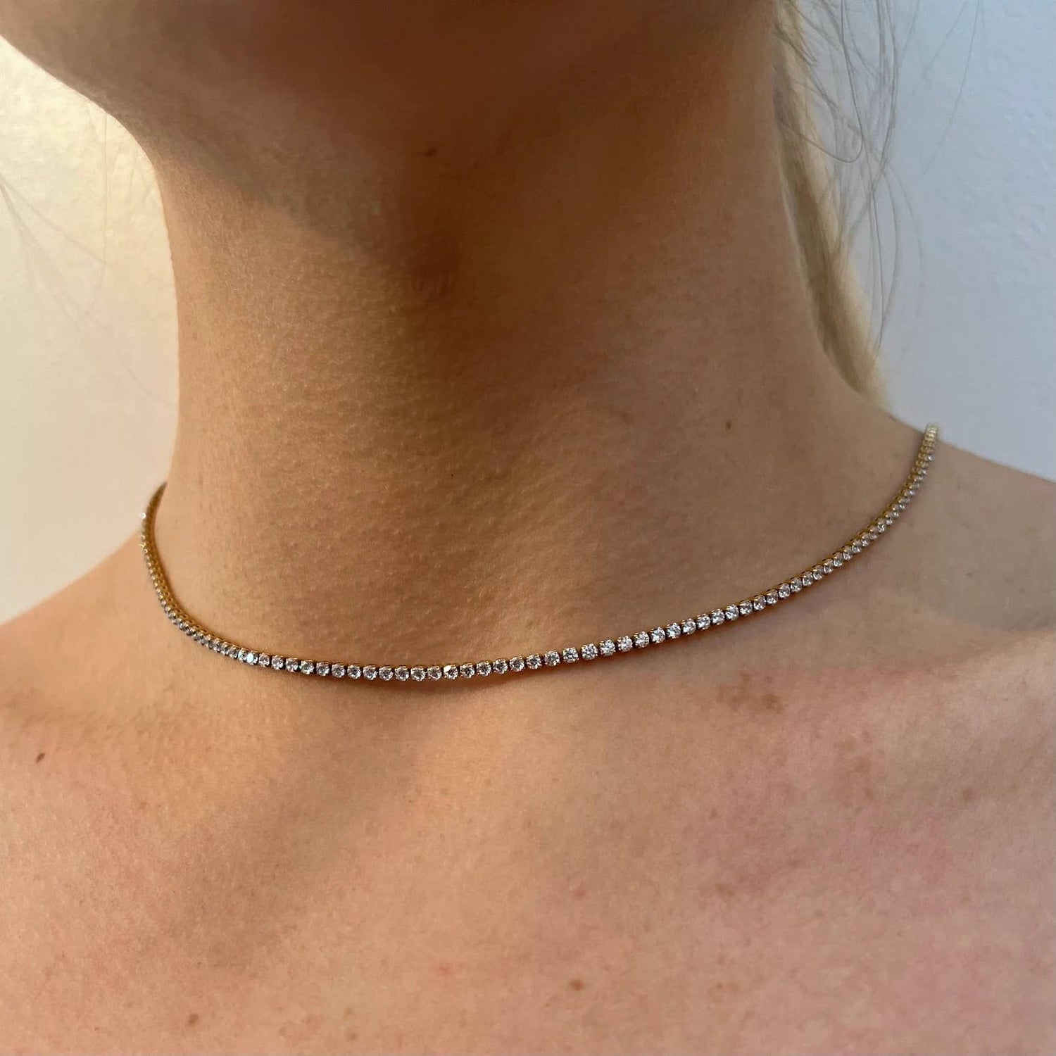 Tennis Necklace. Premium PV plated stainless CZ.