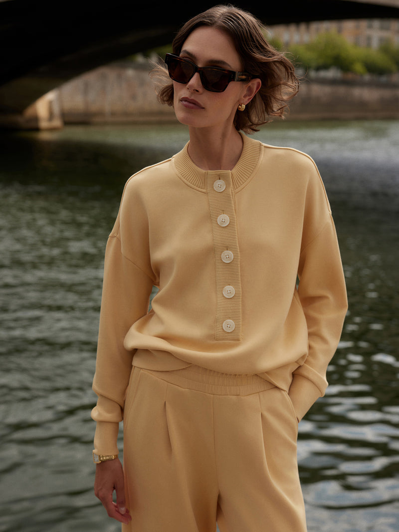 Reena Button Front Sweat