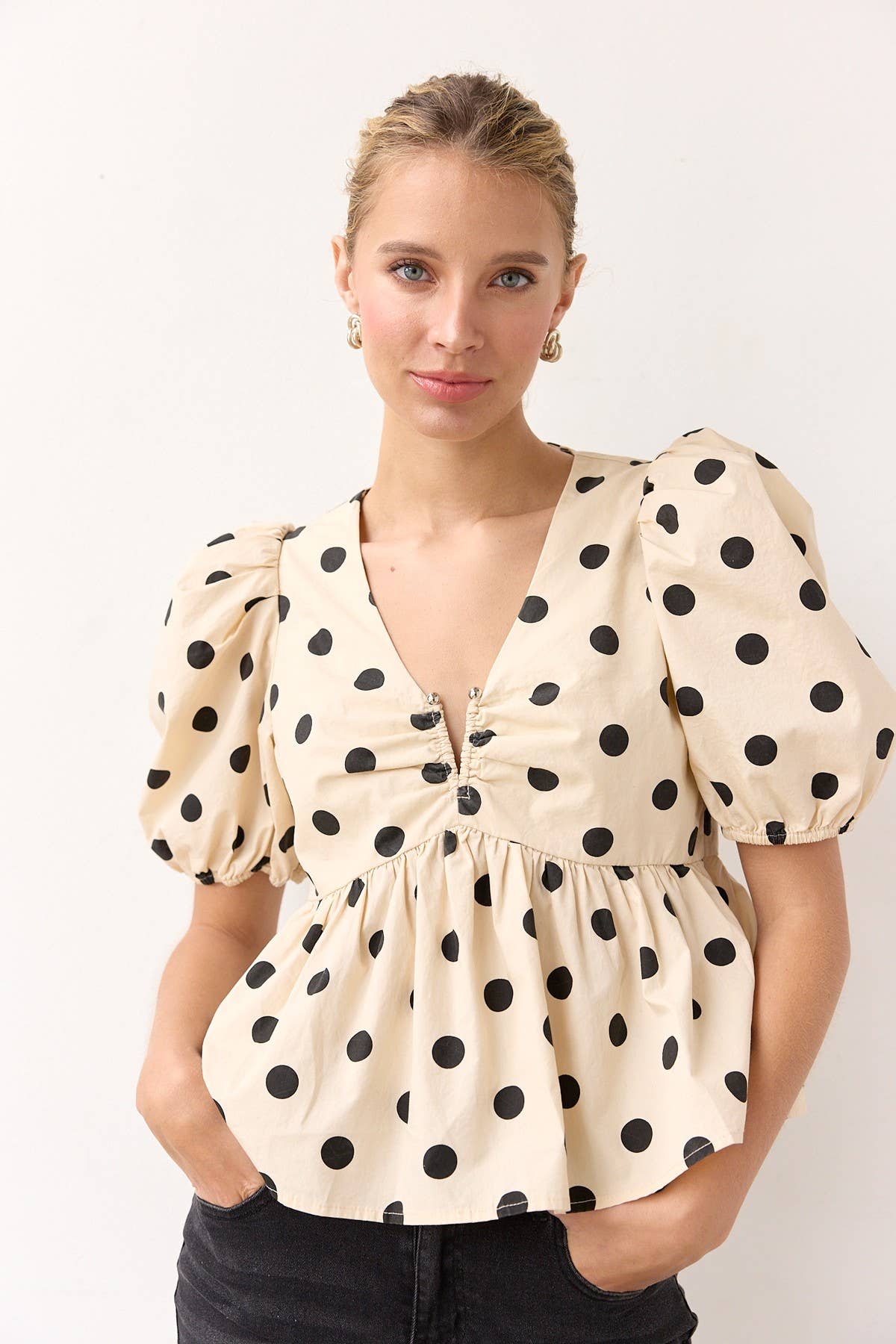 Voluminous Polka Dot Blouse - RT1129