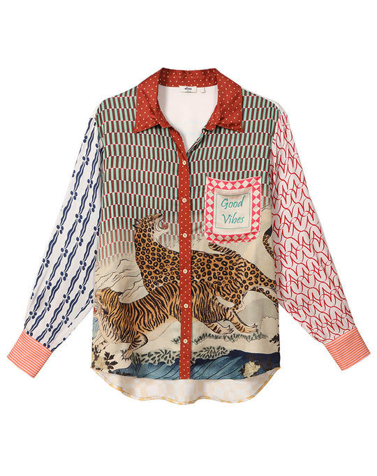 Isabel Mixed Print Oriental Shirt