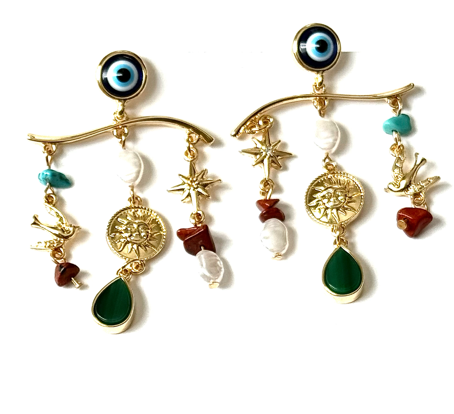 Let Your Sun Shine  Eye Charm Chandelier Earring 14K