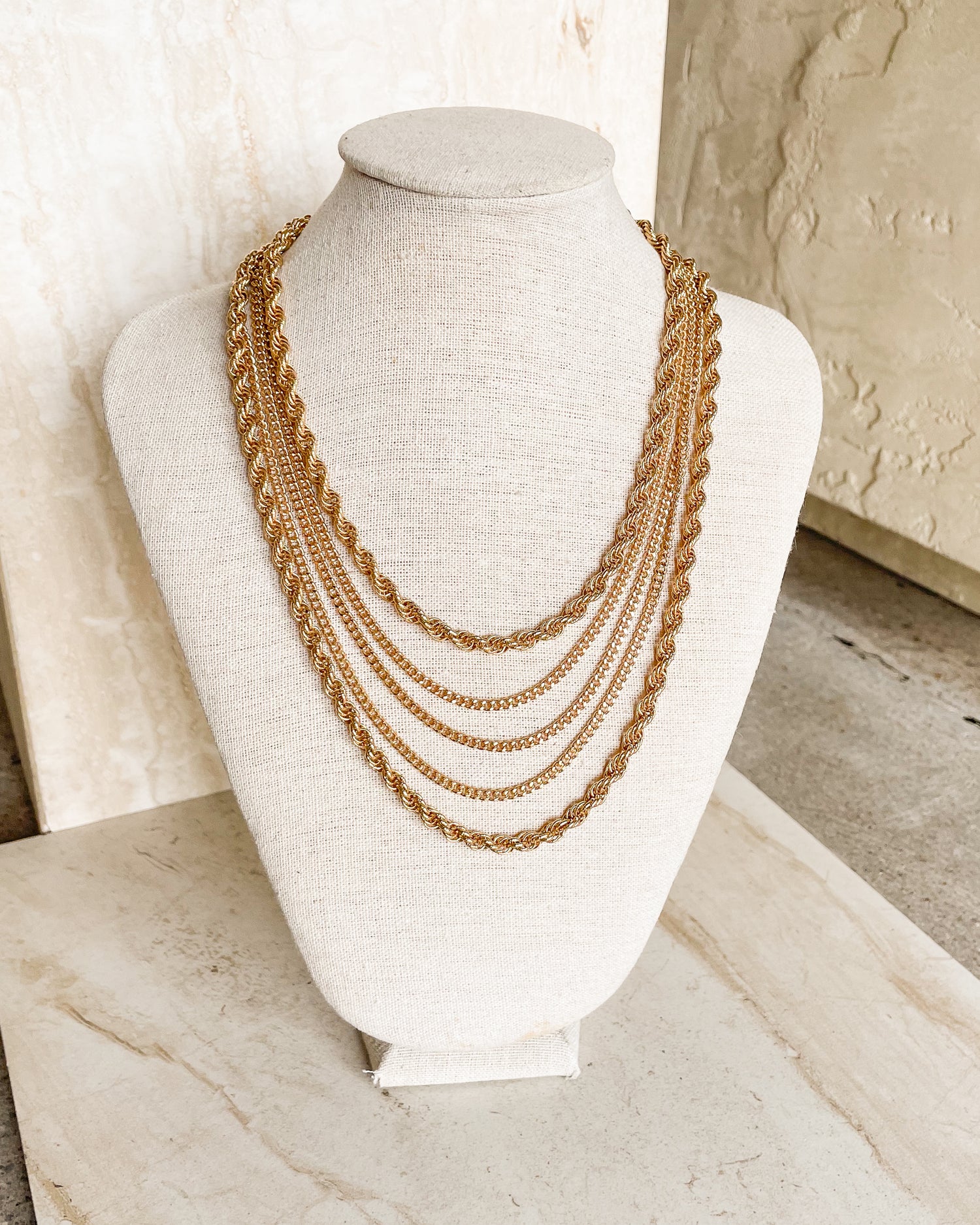 Vintage 1970s SIGNED 5 Gold Layered Chain