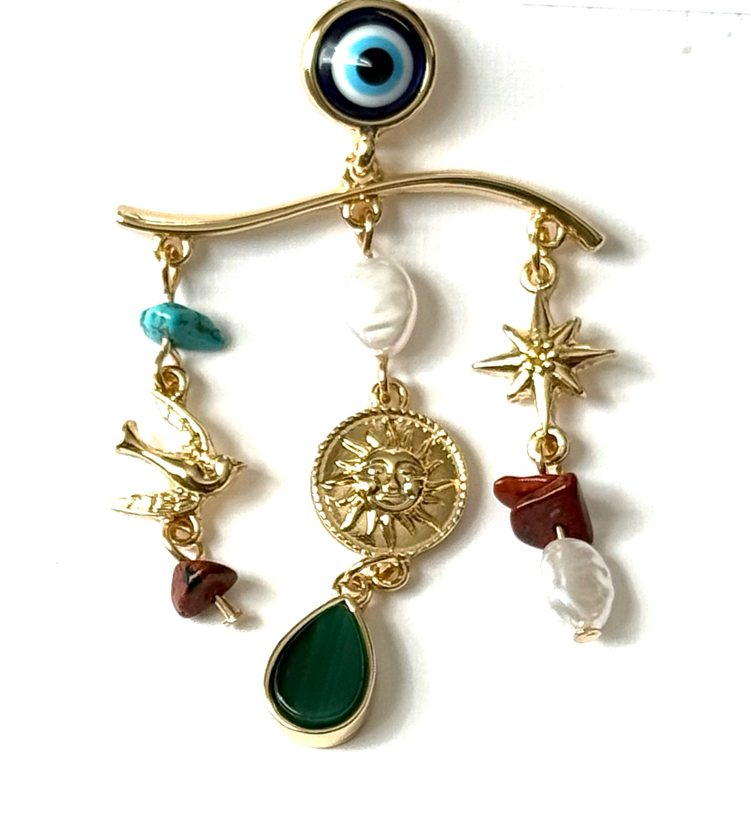 Let Your Sun Shine  Eye Charm Chandelier Earring 14K