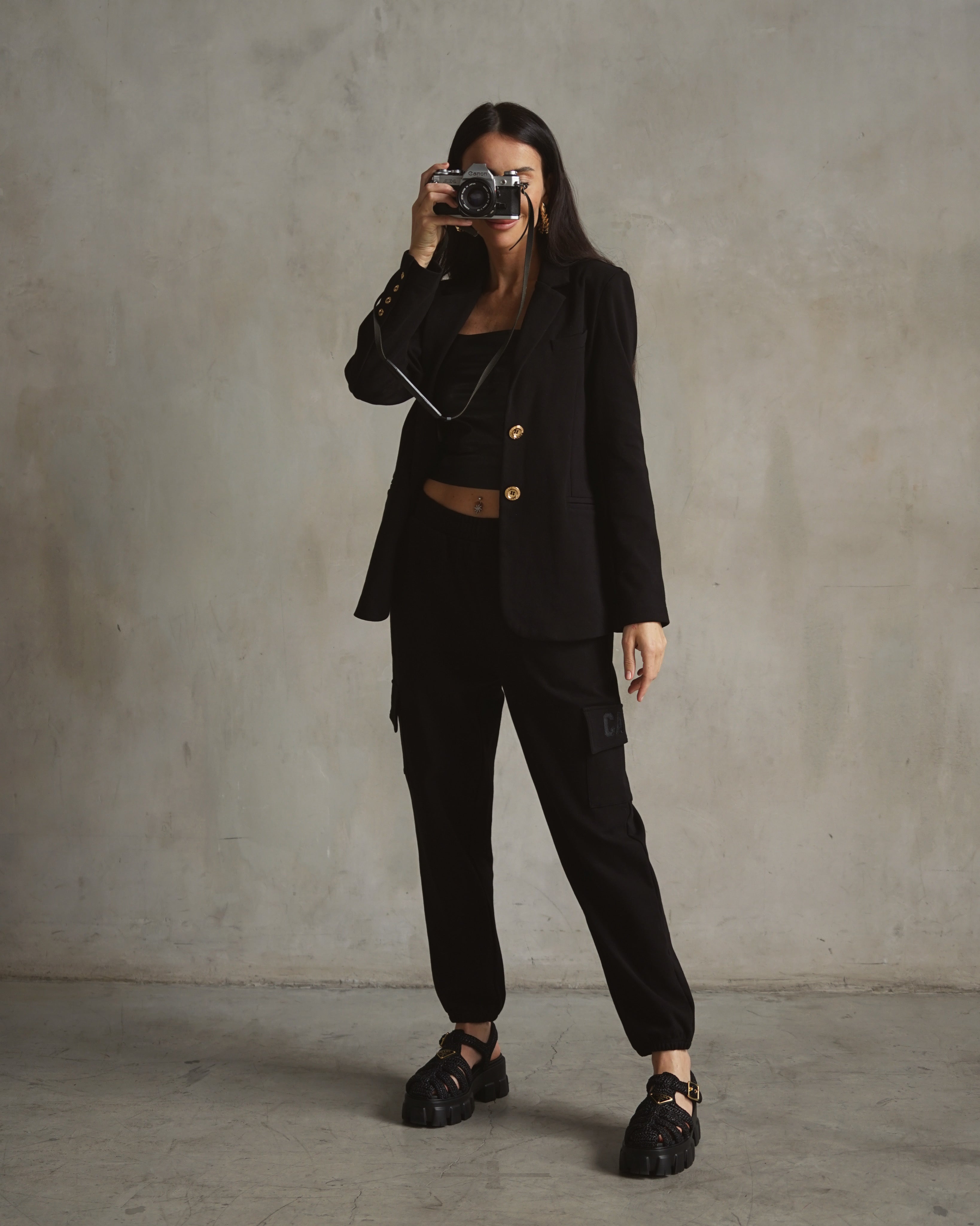 Chloe Interlock Cargo Jogger Black