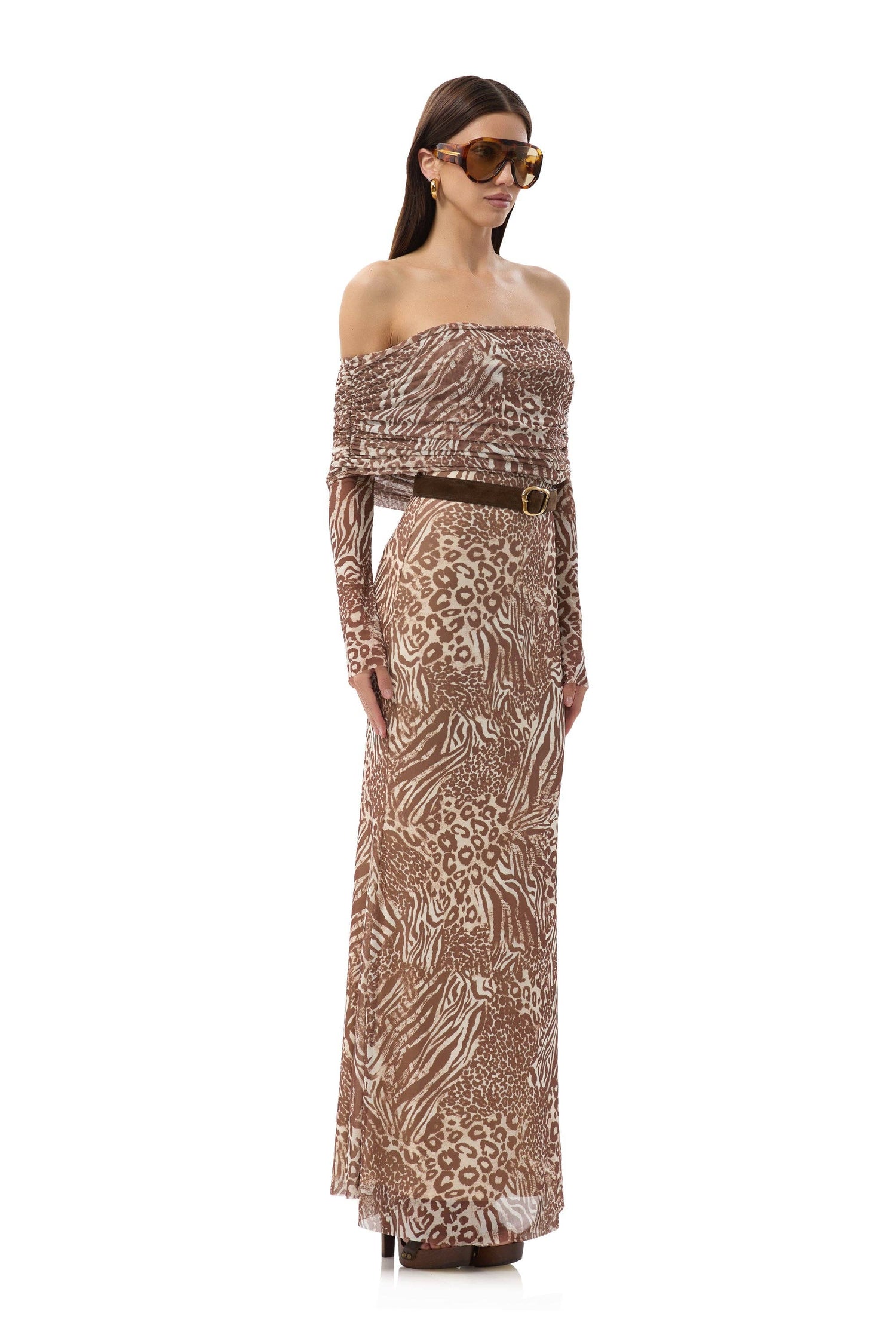 Thelma Dress - Taupe Animal