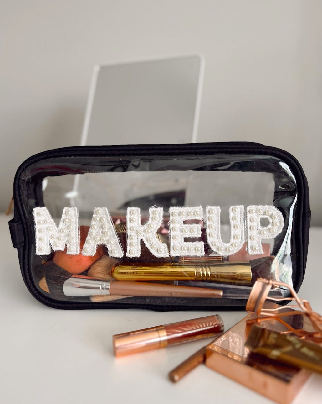 Clear Black Makeup Bag - Large