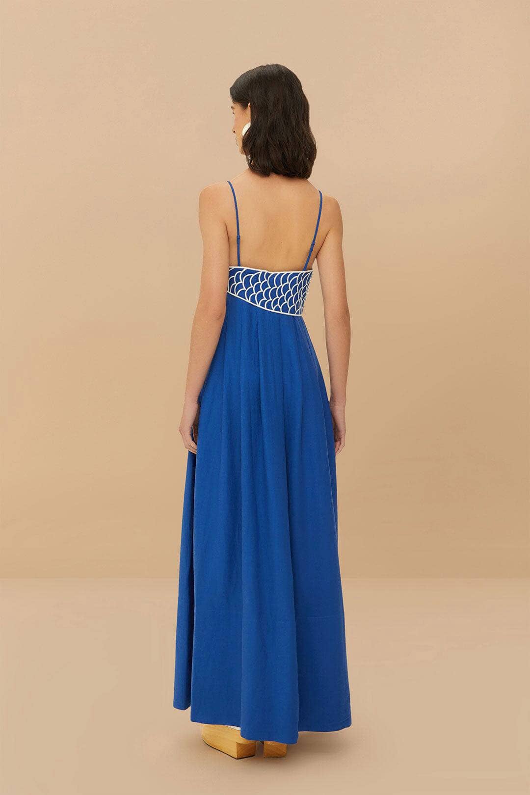 Vivid goldfish embroidered maxi dress