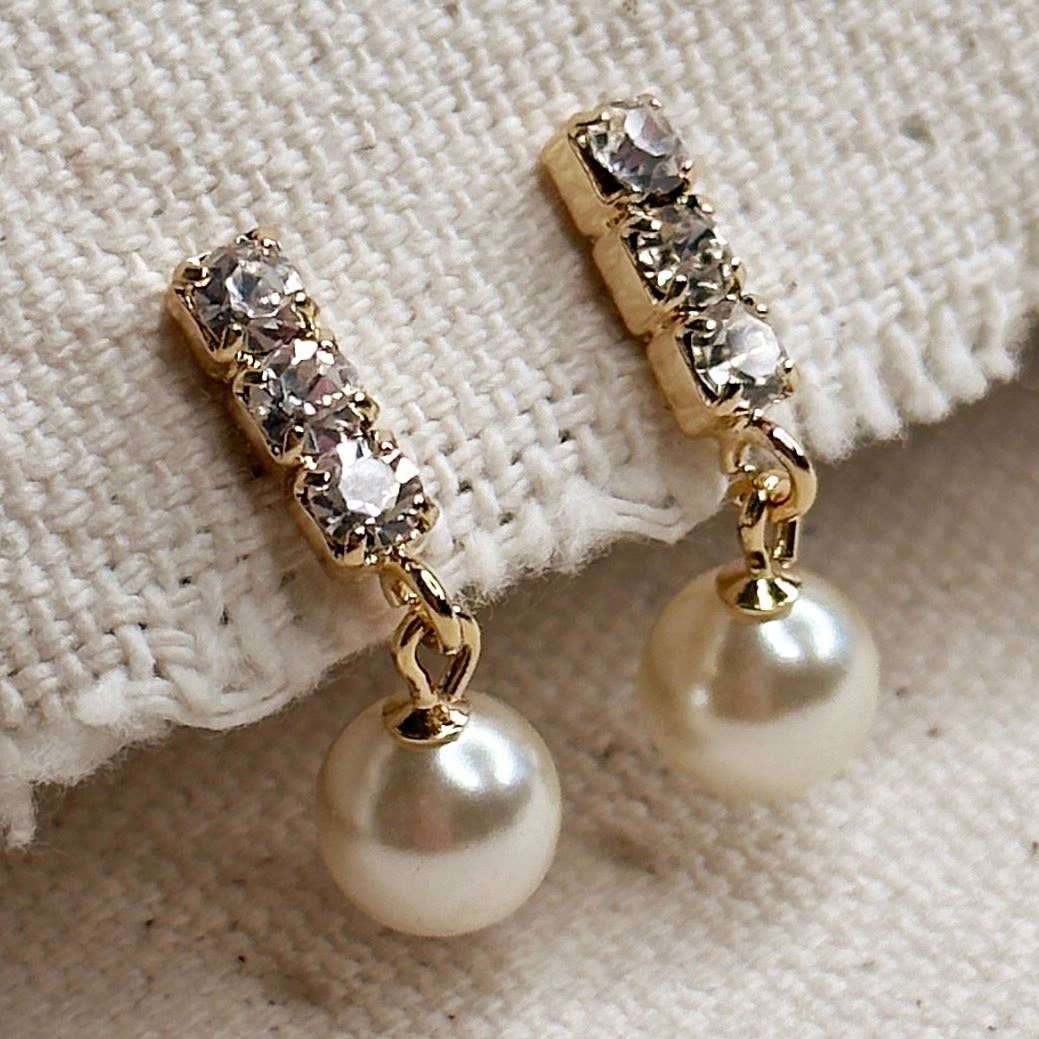 18k Gold Filled Drop Pearl Earrings
