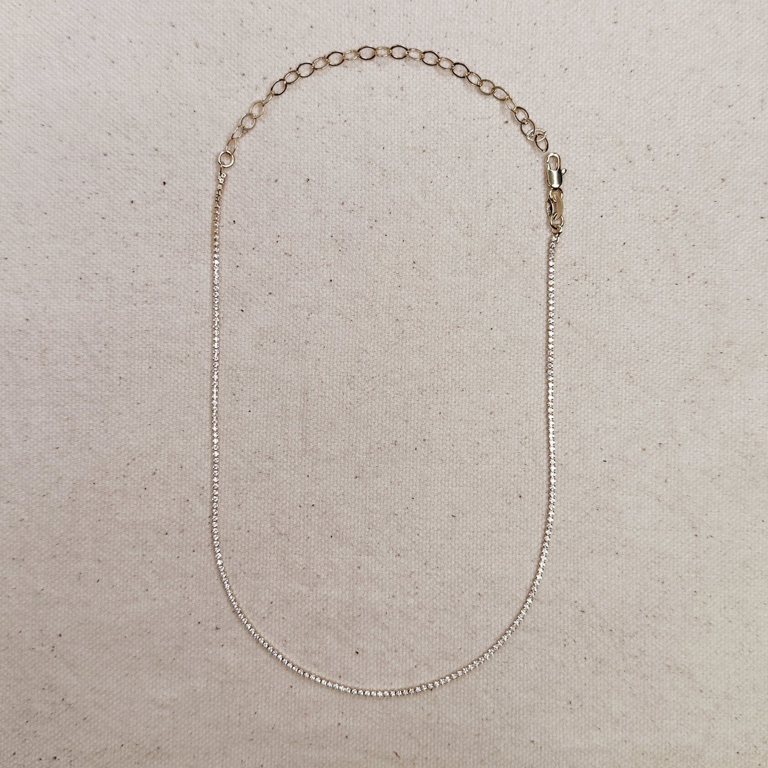 18k Gold Filled 1.2mm Cz Tennis Necklace