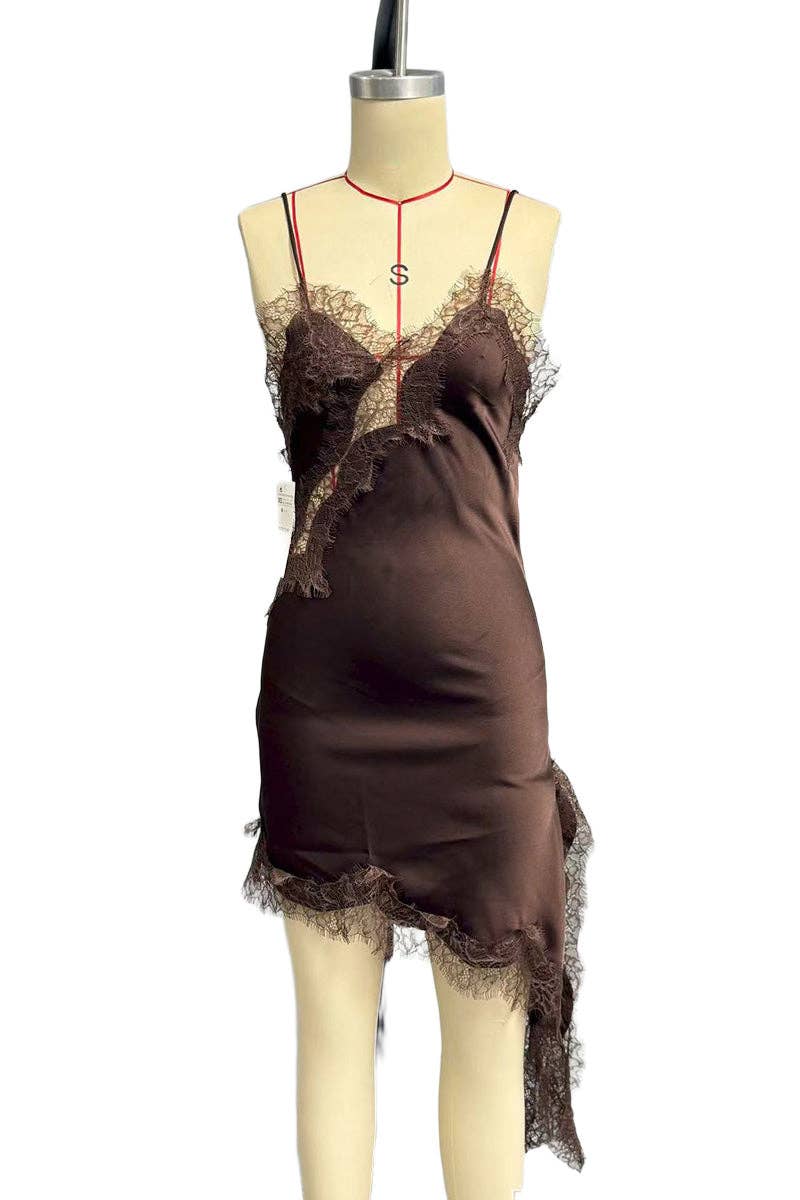 Lace-Trim Asymmetrical Cami Dress