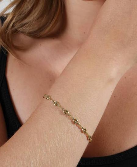 18k Gold Filled Fancy Puff Links Chain Bracelet