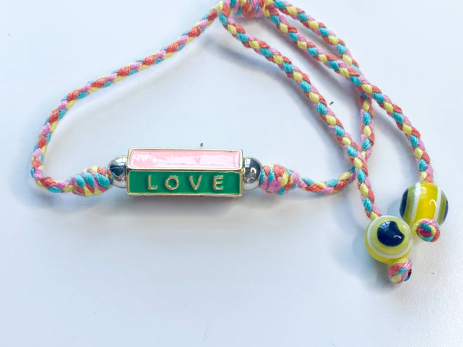 Friendship Bracelet- Enamel Steel, Cord, Slider fit