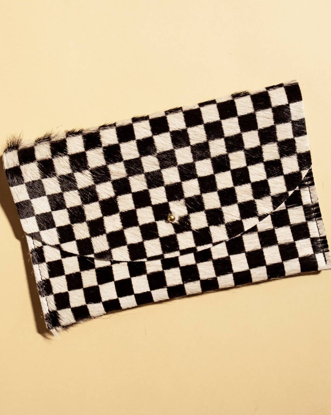 Envelope Pouch - Checkered Hair On Hide