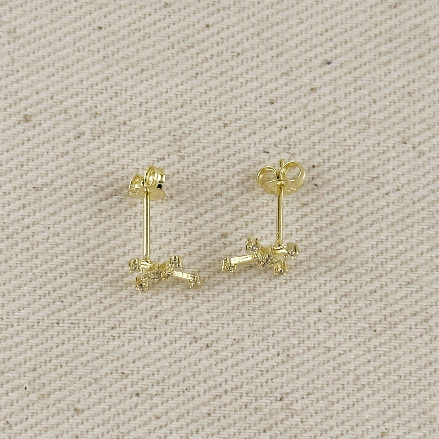 18k Gold Filled Cross CZ Stud Earrings
