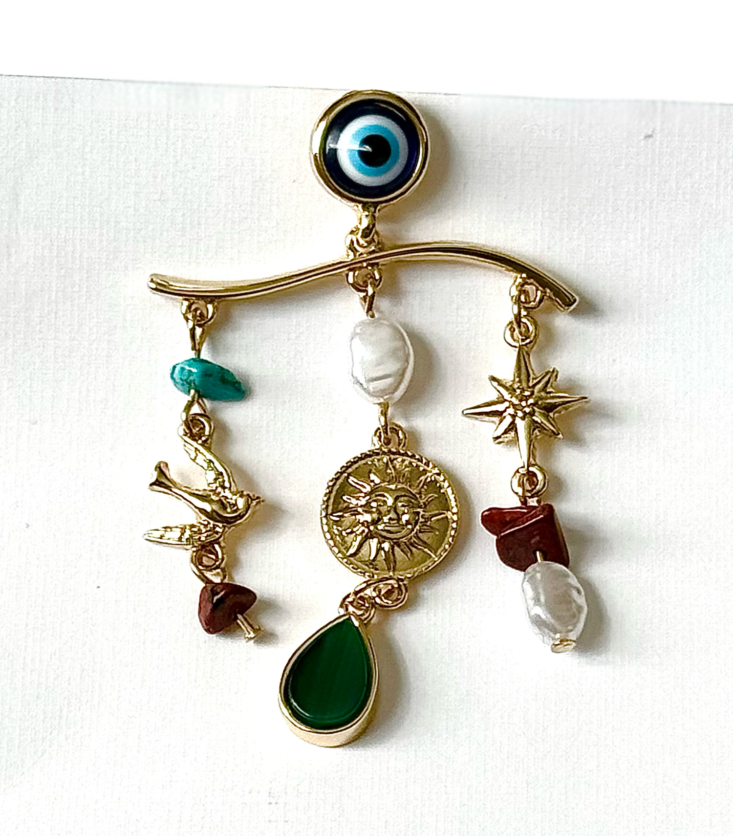 Let Your Sun Shine  Eye Charm Chandelier Earring 14K