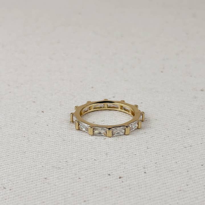 18k Gold Filled Baguette Cz Band Ring