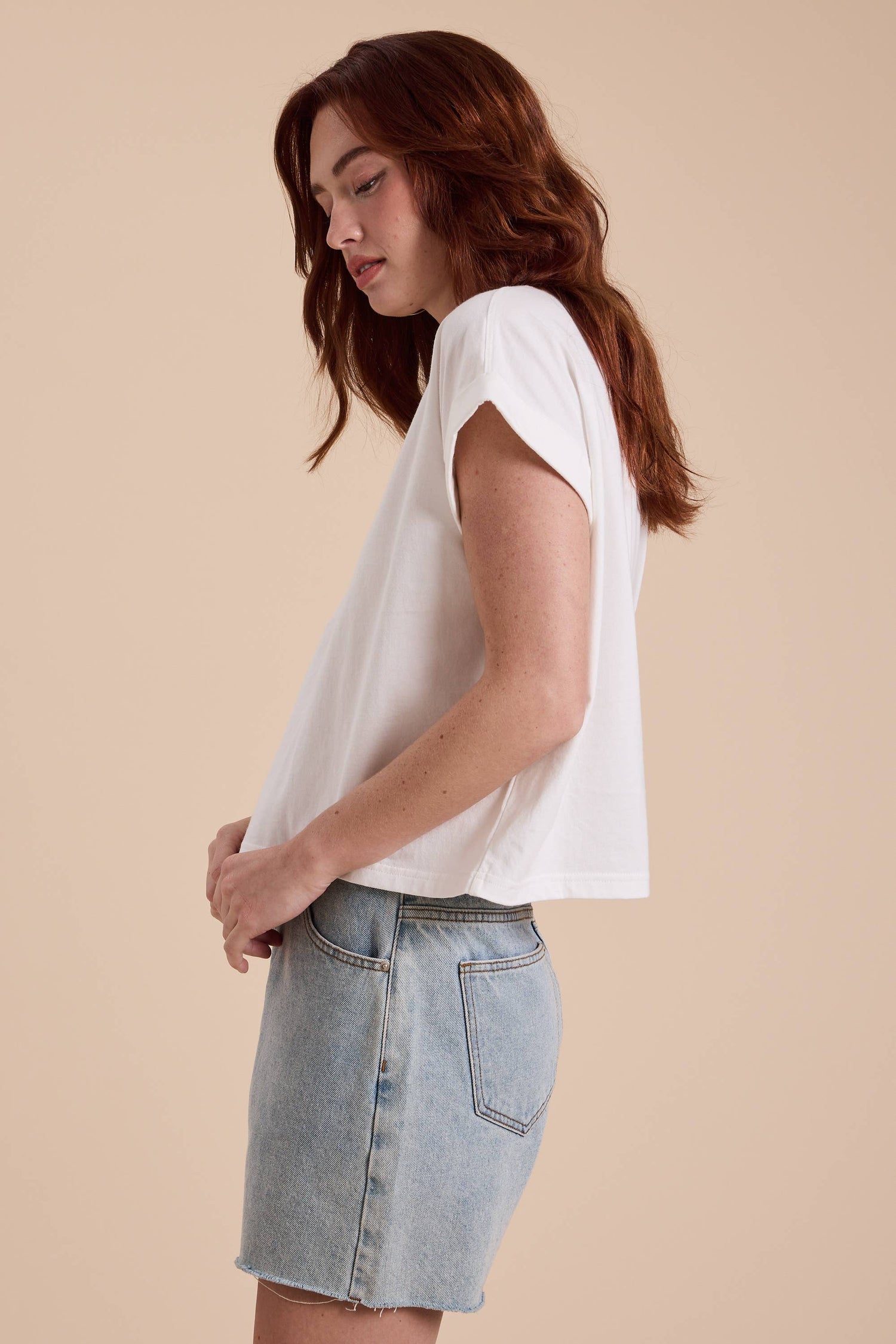 Dylan NECK CUFFED SLEEVE TOP