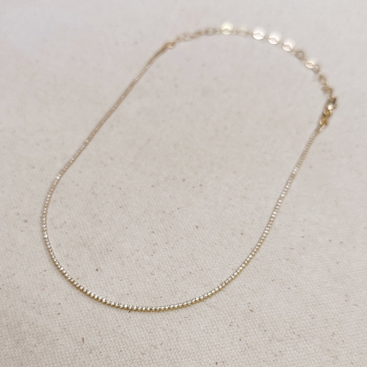 18k Gold Filled 1.2mm Cz Tennis Necklace