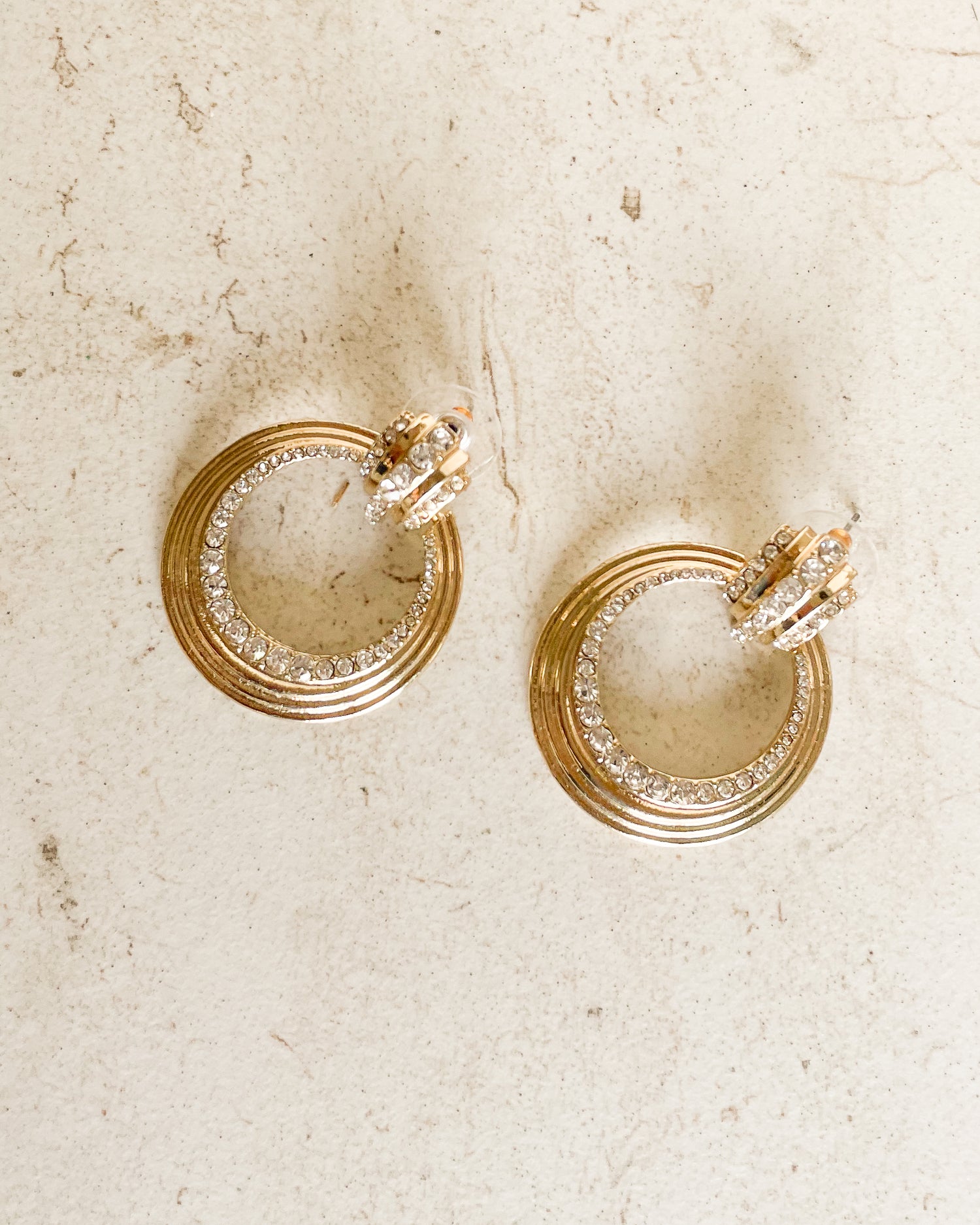 Vintage A New Day Gold and Silver Door Knocker Earrings