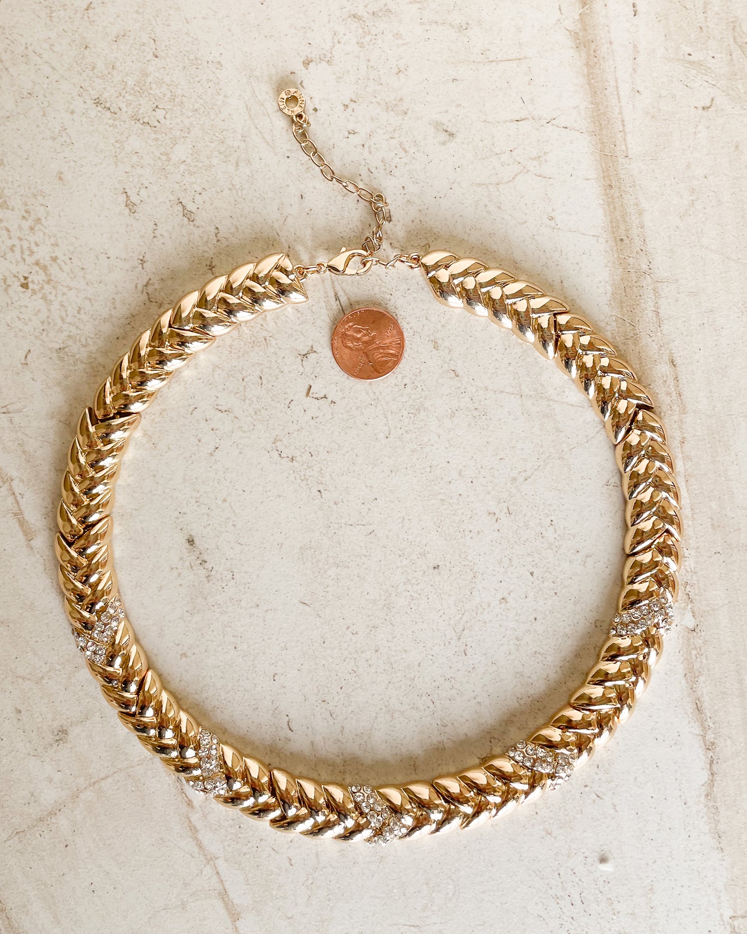 Vintage Signed Crystal Accent Chain Necklace